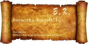 Bereczki Kornél névjegykártya