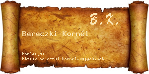 Bereczki Kornél névjegykártya